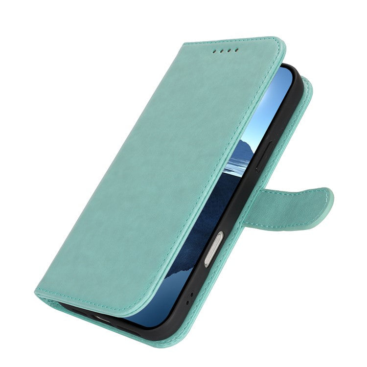 For iPhone 16 Case R61 Texture Wallet Leather Flip Phone Cover - Light Green
