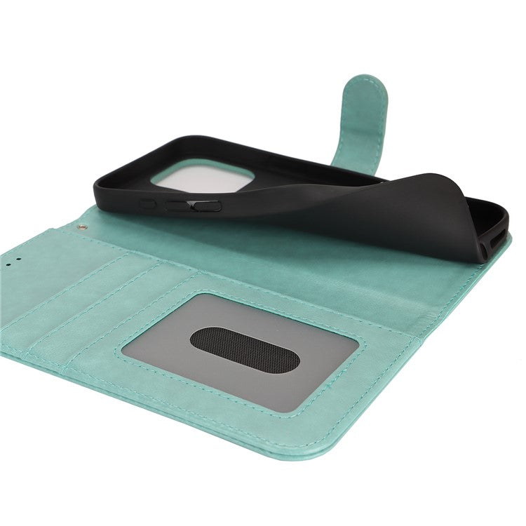 For iPhone 16 Case R61 Texture Wallet Leather Flip Phone Cover - Light Green