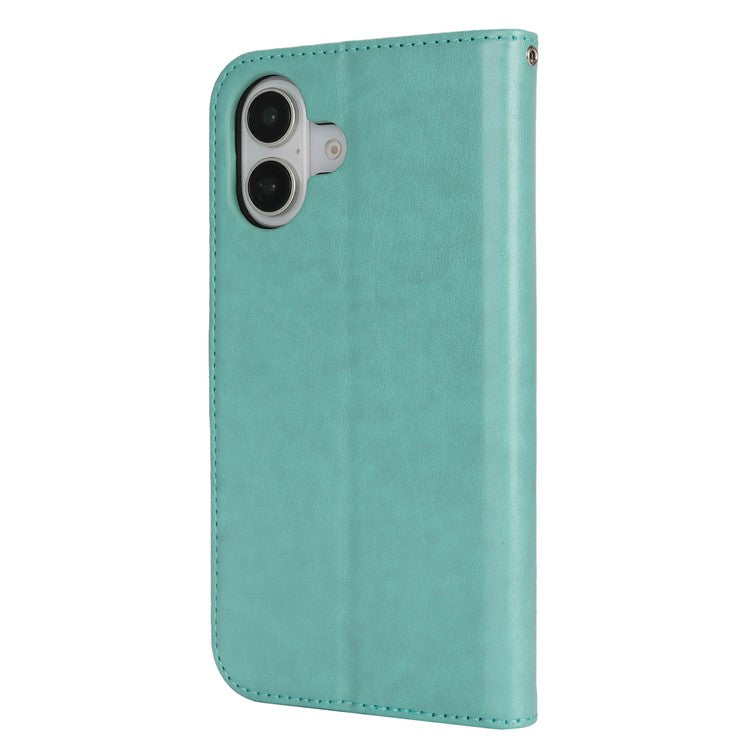 For iPhone 16 Case R61 Texture Wallet Leather Flip Phone Cover - Light Green