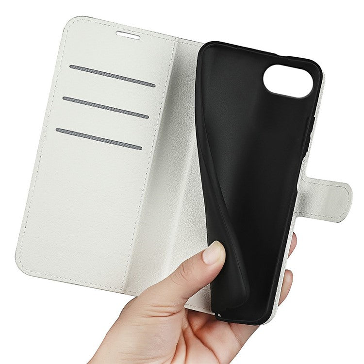 For iPhone 16e Case Litchi Texture Shockproof Leather Wallet Phone Cover - White