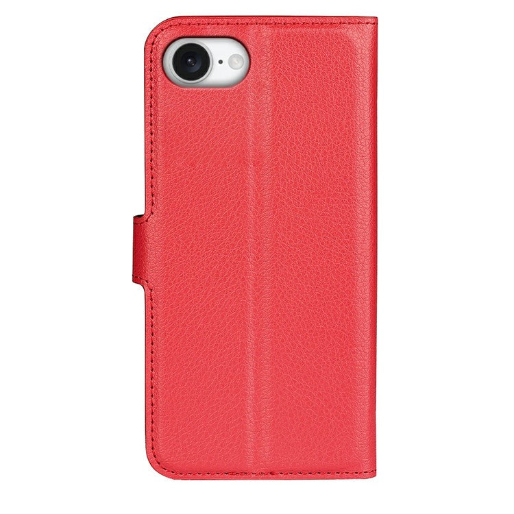 For iPhone SE (2025) Case Litchi Texture Shockproof Leather Wallet Phone Cover - Red