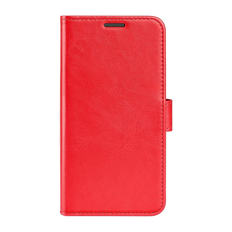 For iPhone 16e Wallet Case Crazy Horse Texture Stand Leather Phone Cover - Red