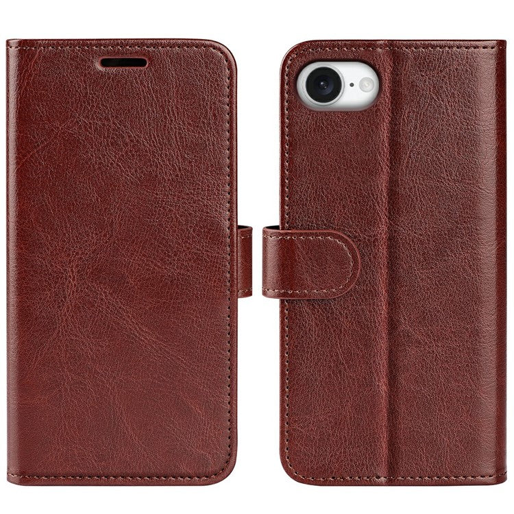 For iPhone SE (2025) Wallet Case Crazy Horse Texture Stand Leather Phone Cover - Brown