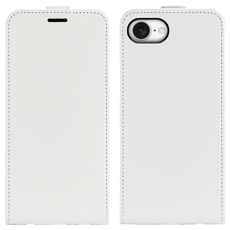 For iPhone 16e Case with Card Slots Vertical Flip Leather Phone Cover - White