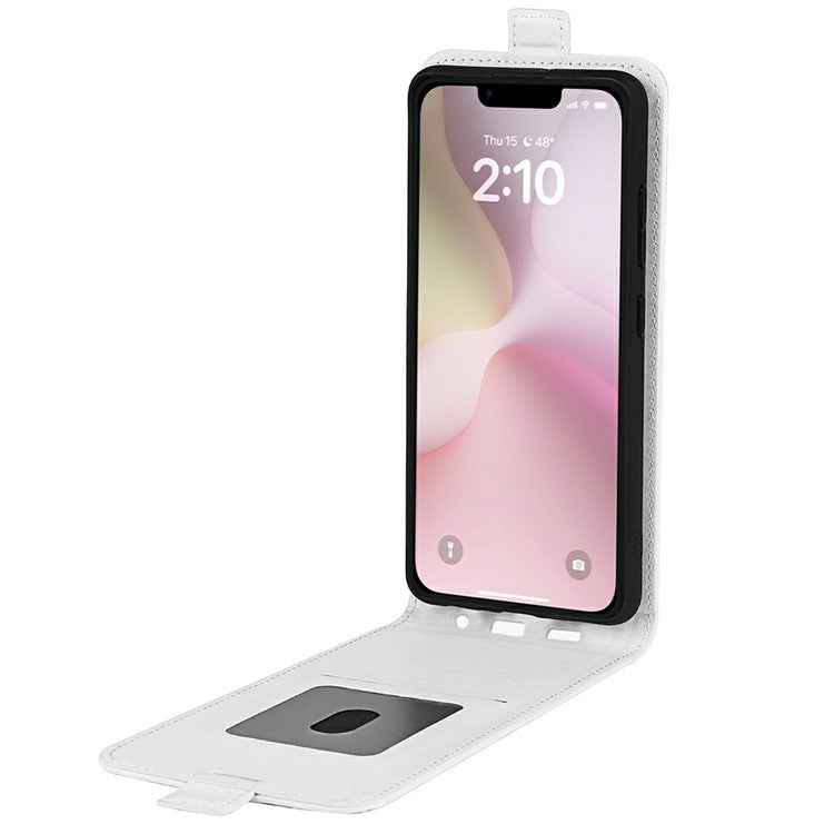 For iPhone 16e Case with Card Slots Vertical Flip Leather Phone Cover - White
