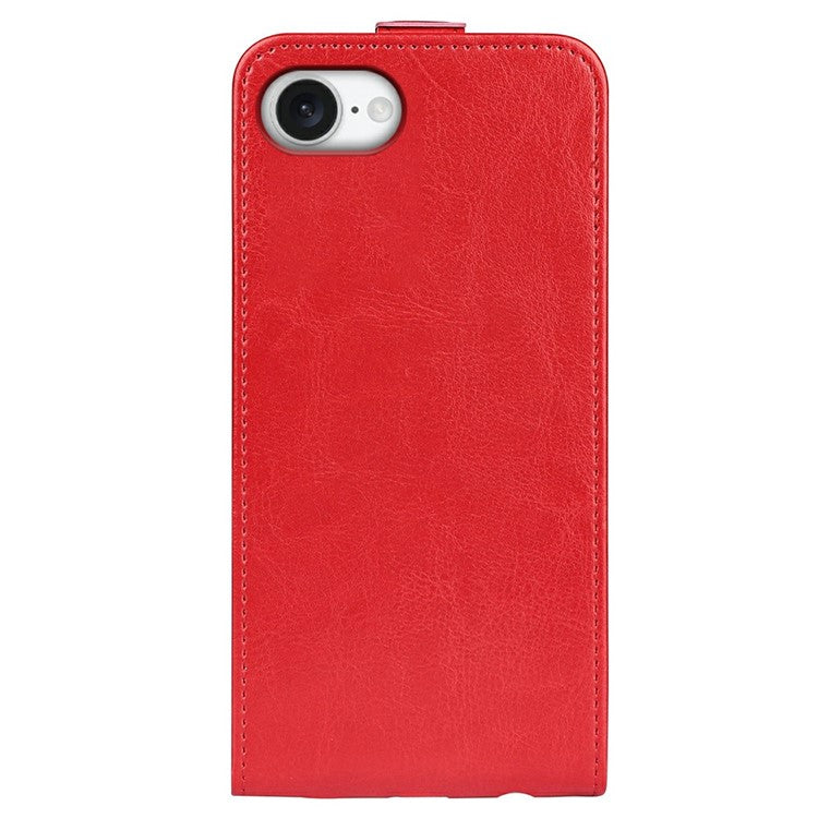 For iPhone 16e Case with Card Slots Vertical Flip Leather Phone Cover - Red