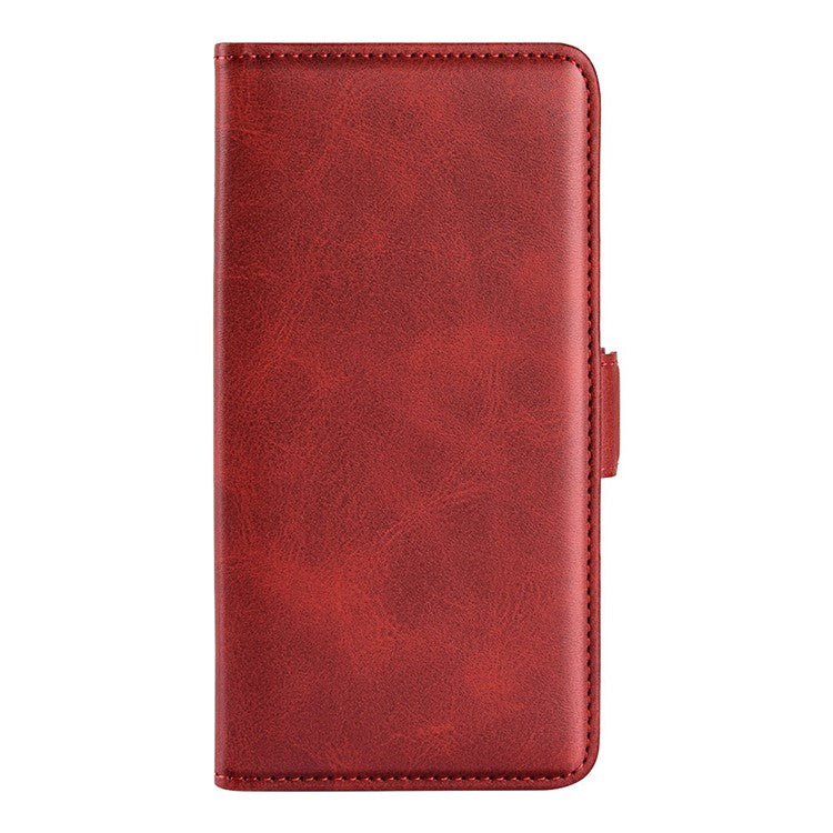 For iPhone 16e Stand Case Calf Texture Leather Wallet Phone Cover - Red