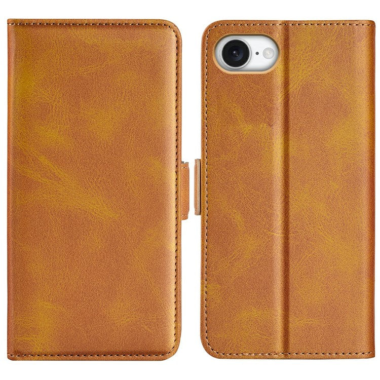 For iPhone SE (2025) Stand Case Calf Texture Leather Wallet Phone Cover - Yellow
