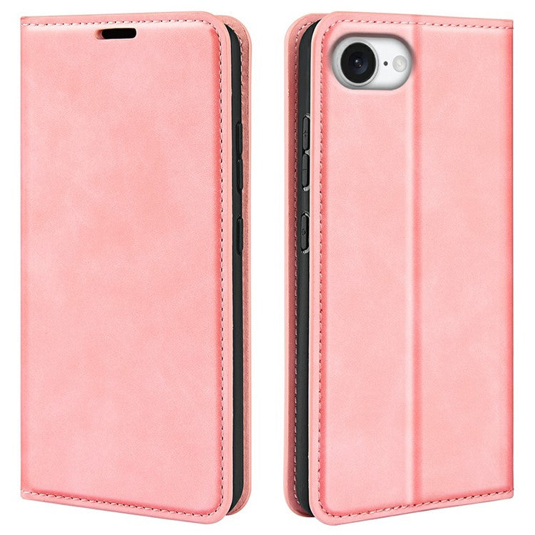 For iPhone SE (2025) Case Skin Touch Leather Wallet Phone Cover - Pink