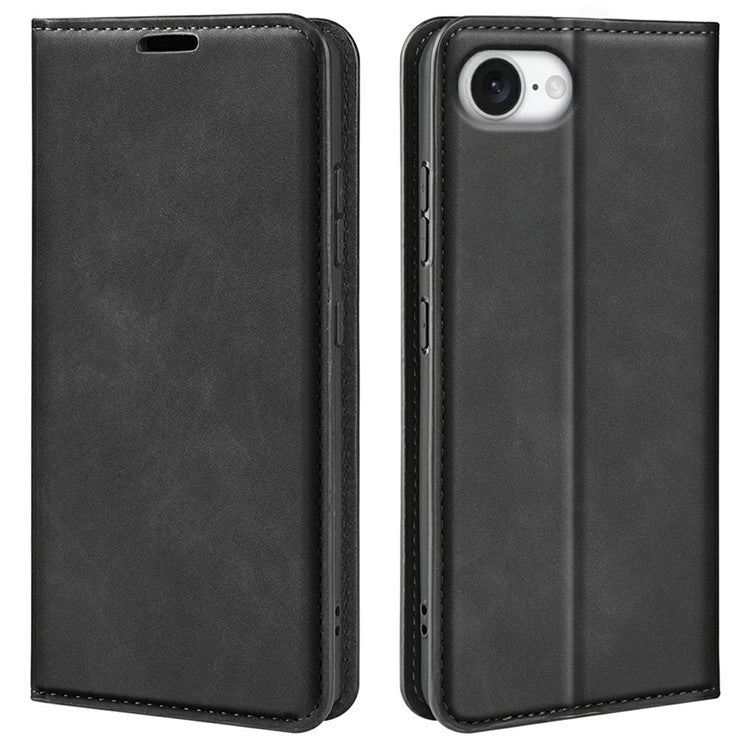 For iPhone SE (2025) Case Skin Touch Leather Wallet Phone Cover - Black