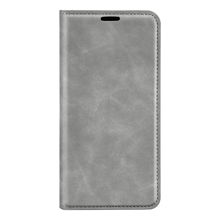 For iPhone 16e Case Skin Touch Leather Wallet Phone Cover - Grey