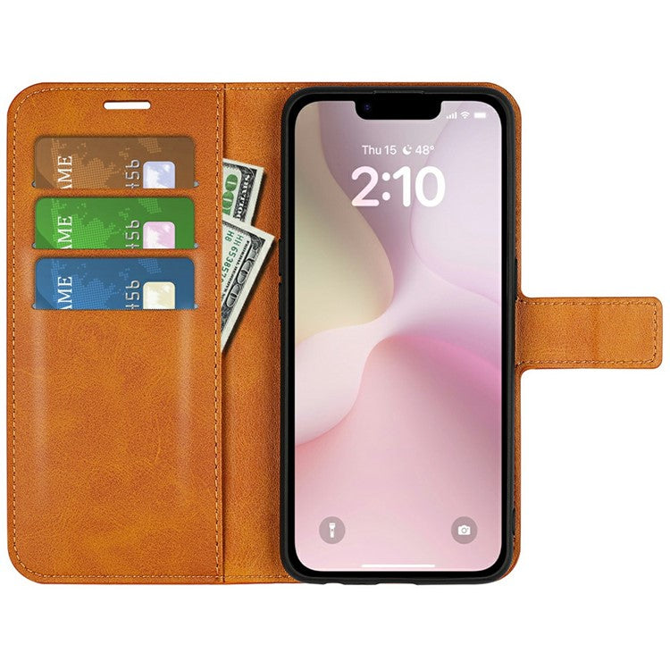 For iPhone SE (2025) Stand Case Anti-Scratch Calf Texture Leather Phone Cover - Yellow