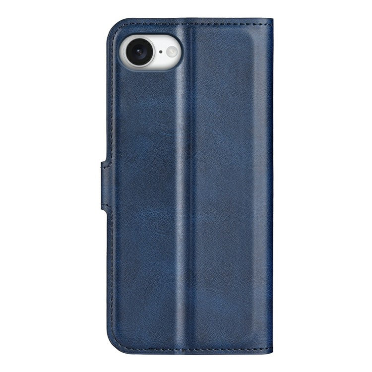 For iPhone SE (2025) Stand Case Anti-Scratch Calf Texture Leather Phone Cover - Blue