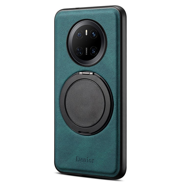 DENIOR A14 For Huawei Mate 70 Magnetic Case Rotary Kickstand Leather PC TPU Phone Cover - Blue