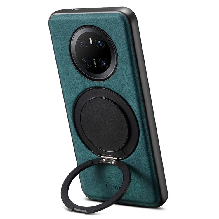 DENIOR A14 For Huawei Mate 70 Magnetic Case Rotary Kickstand Leather PC TPU Phone Cover - Blue