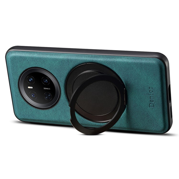 DENIOR A14 For Huawei Mate 70 Magnetic Case Rotary Kickstand Leather PC TPU Phone Cover - Blue