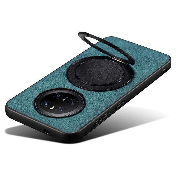 DENIOR A14 For Huawei Mate 70 Magnetic Case Rotary Kickstand Leather PC TPU Phone Cover - Blue