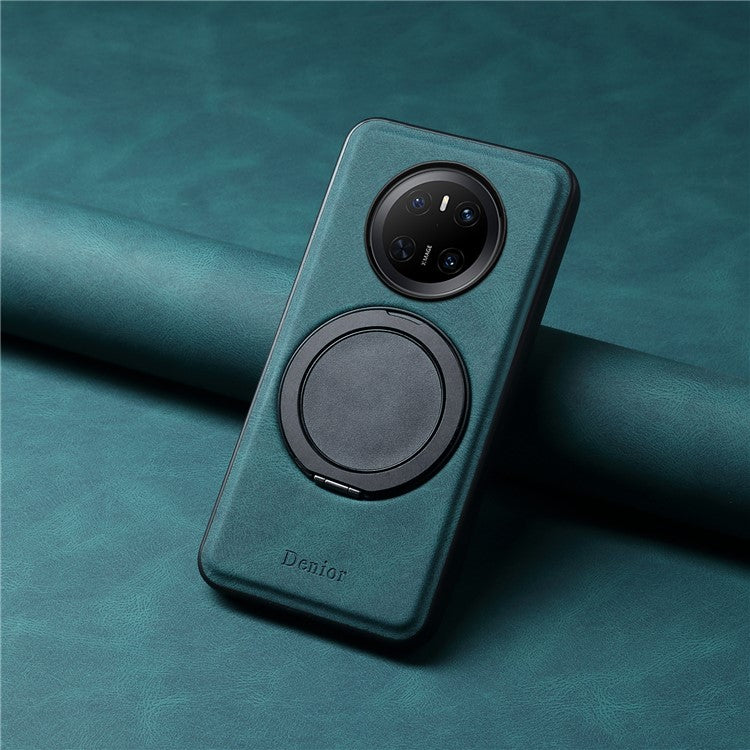 DENIOR A14 For Huawei Mate 70 Magnetic Case Rotary Kickstand Leather PC TPU Phone Cover - Blue