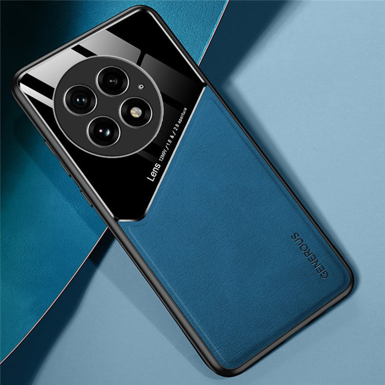 For OnePlus 13 Case Leather Coated PC+TPU Phone Back Cover - Blue