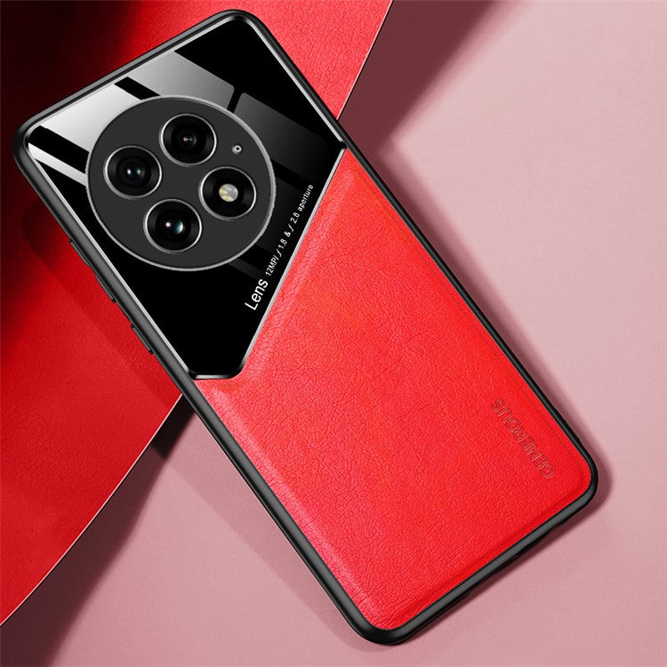 For OnePlus 13 Case Leather Coated PC+TPU Phone Back Cover - Red