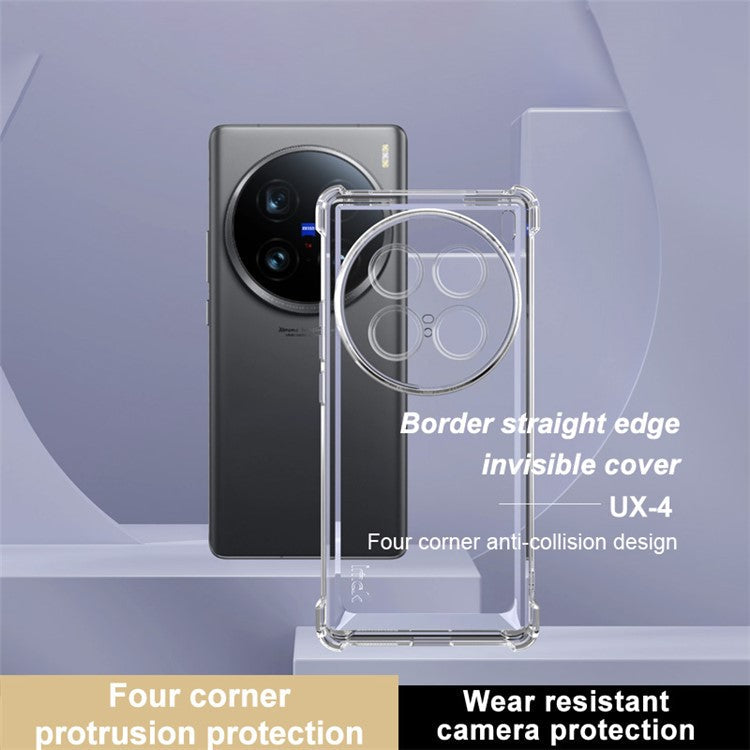 IMAK UX-4 Series For vivo X100 Ultra 5G Case Straight Frame Four Corner Shockproof Clear TPU Cover