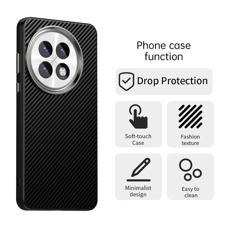 For OnePlus 13 Case Hybrid Phone Back Cover Carbon Fiber Texture - Black