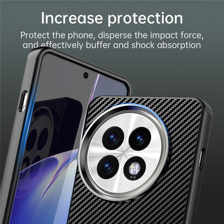 For OnePlus 13 Case Hybrid Phone Back Cover Carbon Fiber Texture - Black