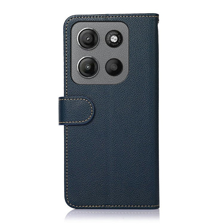 KHAZNEH For Motorola Moto G15 4G Case RFID Blocking Wallet PU Leather Phone Cover - Blue