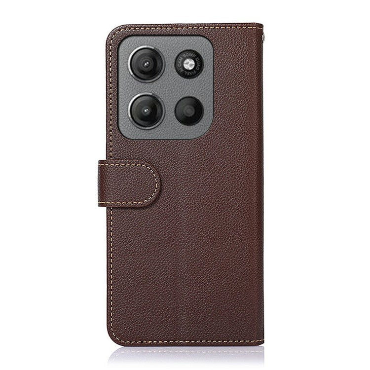 KHAZNEH For Motorola Moto G15 4G Case RFID Blocking Wallet PU Leather Phone Cover - Brown
