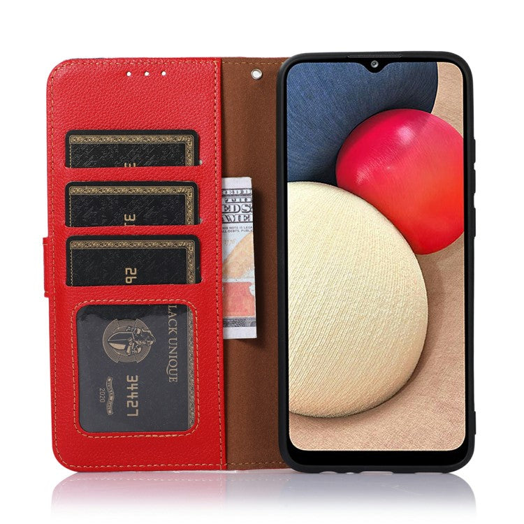 KHAZNEH For Motorola Moto G15 4G Case RFID Blocking Wallet PU Leather Phone Cover - Red