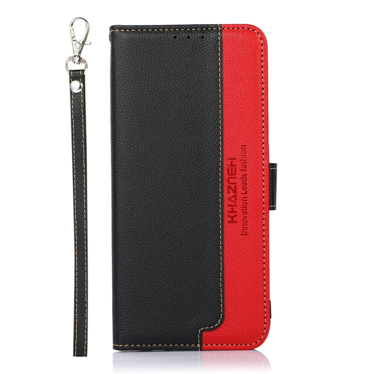 KHAZNEH For Motorola Moto G15 4G Case RFID Blocking Wallet PU Leather Phone Cover - Black