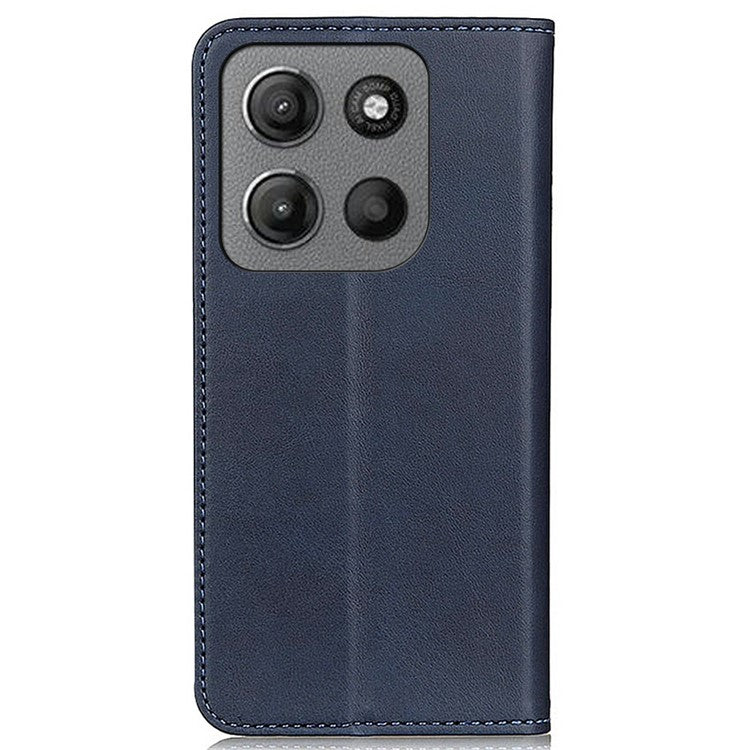 For Motorola Moto G15 4G Case Split Leather Flip Wallet Phone Cover - Blue