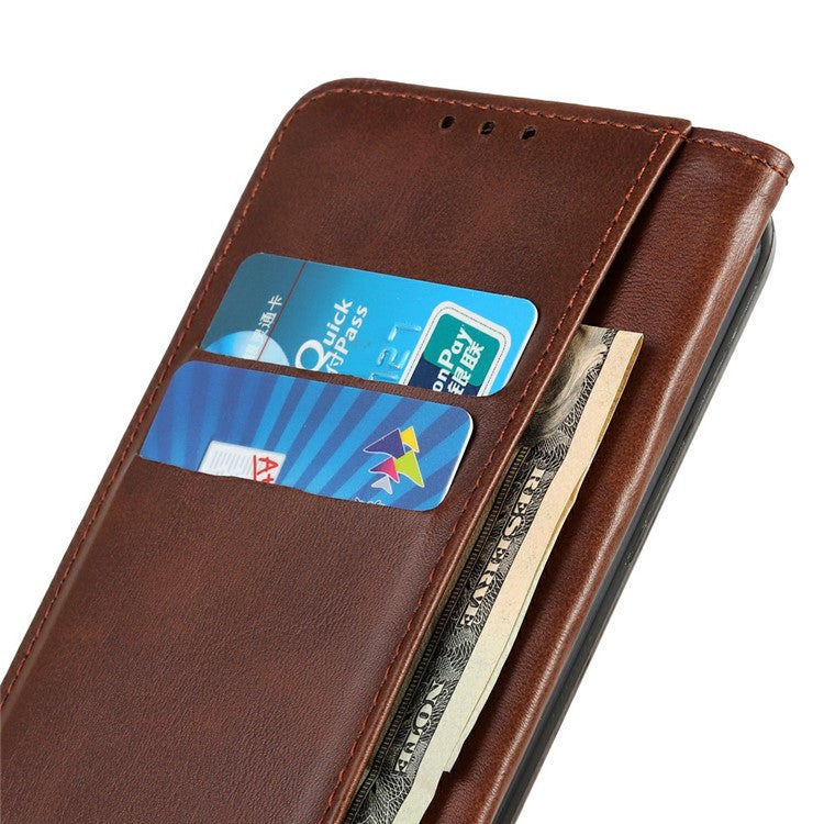 For Motorola Moto G15 4G Case Split Leather Flip Wallet Phone Cover - Coffee