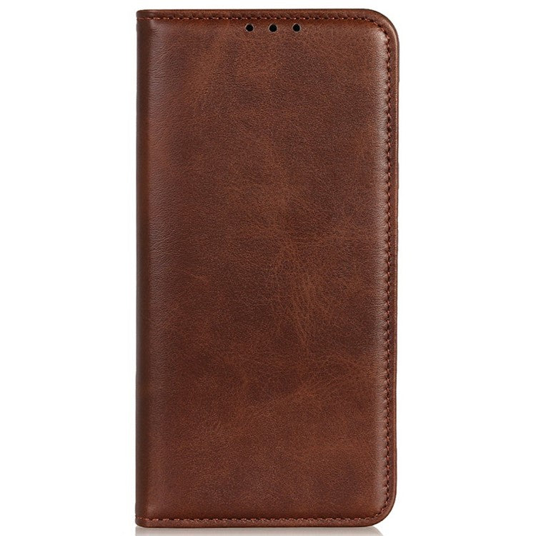 For Motorola Moto G15 4G Case Split Leather Flip Wallet Phone Cover - Coffee