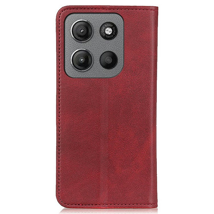 For Motorola Moto G15 4G Case Split Leather Flip Wallet Phone Cover - Red