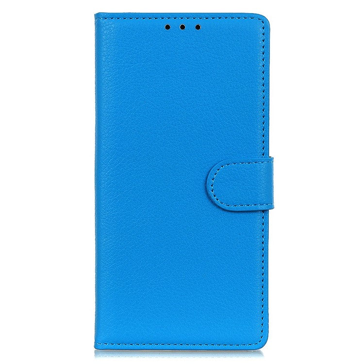 For Motorola Moto G15 4G Wallet Case PU Leather Phone Cover Litchi Texture - Blue