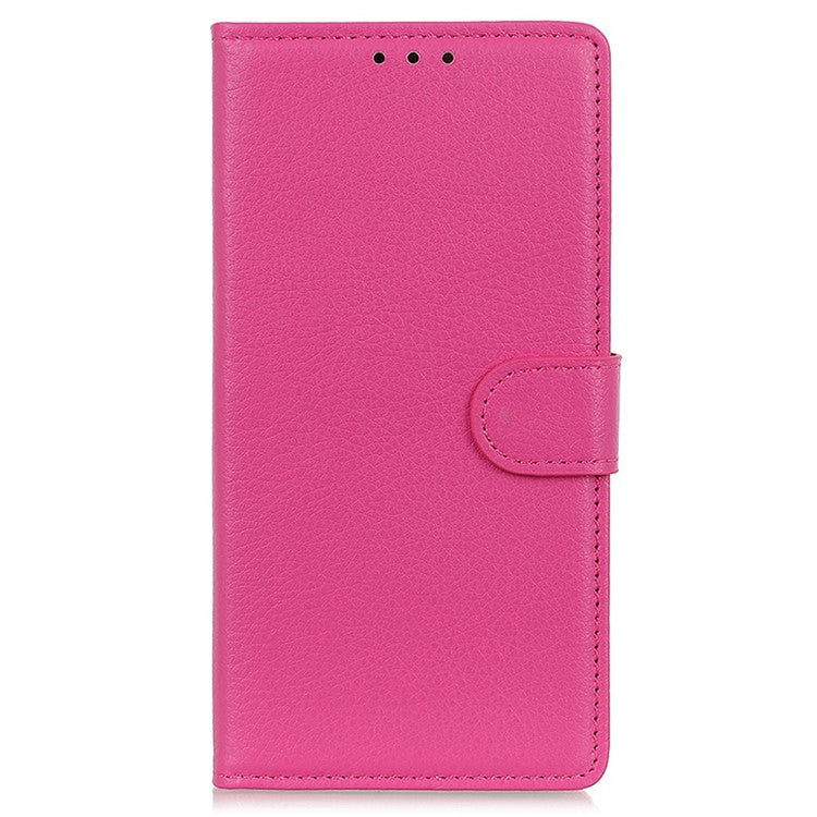 For Motorola Moto G15 4G Wallet Case PU Leather Phone Cover Litchi Texture - Rose