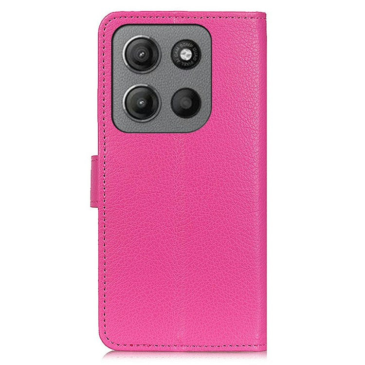 For Motorola Moto G15 4G Wallet Case PU Leather Phone Cover Litchi Texture - Rose
