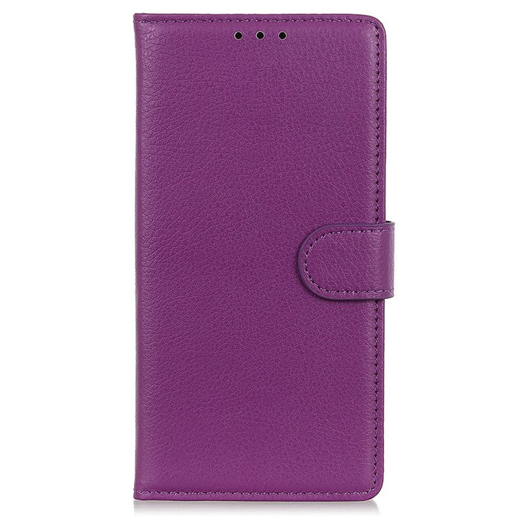 For Motorola Moto G15 4G Wallet Case PU Leather Phone Cover Litchi Texture - Purple