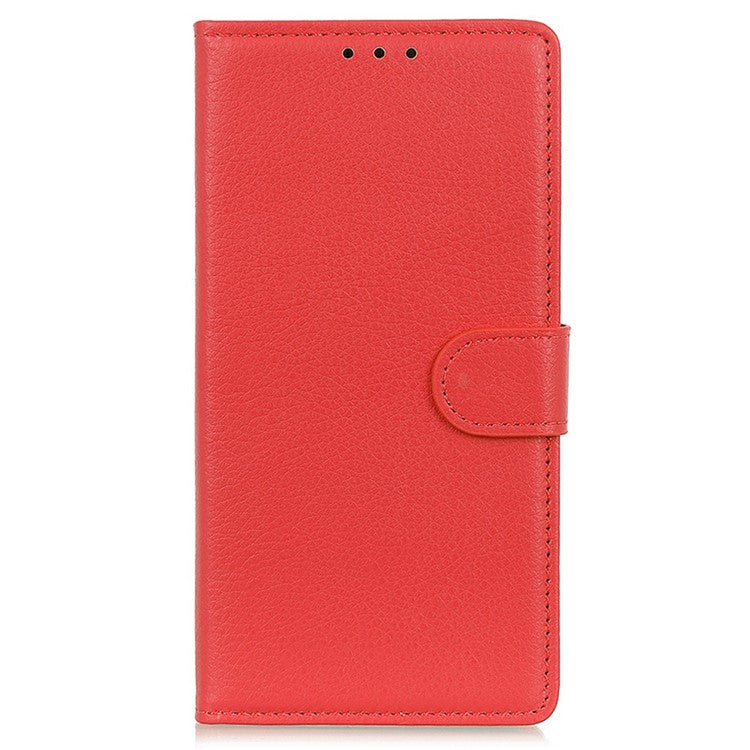For Motorola Moto G15 4G Wallet Case PU Leather Phone Cover Litchi Texture - Red