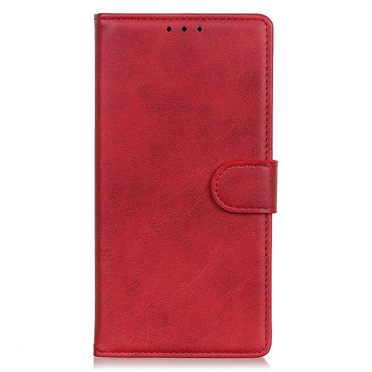 For Motorola Moto G15 4G Stand Wallet Case Cowhide Texture Leather Phone Cover - Red