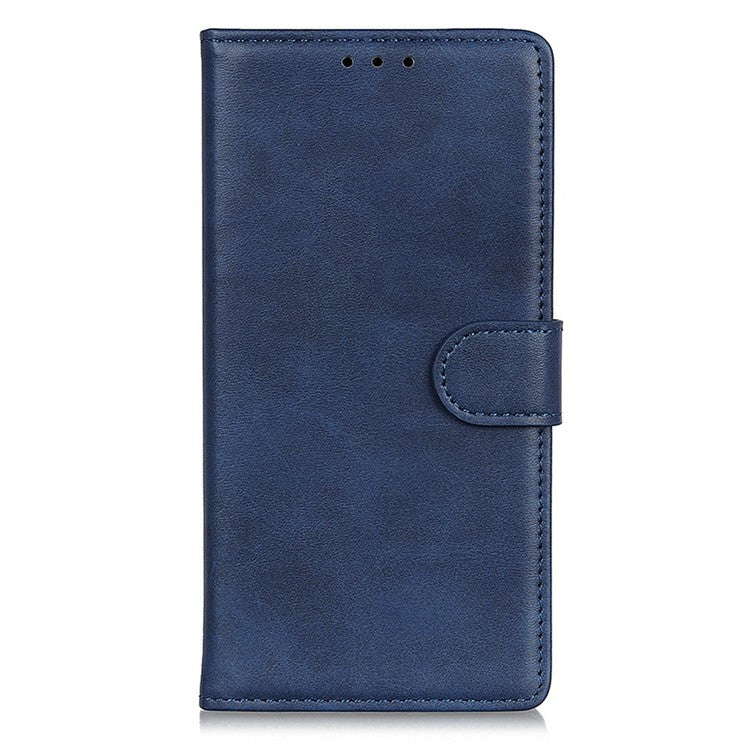 For Motorola Moto G15 4G Stand Wallet Case Cowhide Texture Leather Phone Cover - Blue
