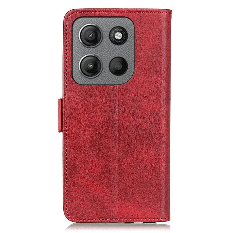 For Motorola Moto G15 4G / G05 4G Case Stand Cowhide Texture PU Leather Phone Cover - Red