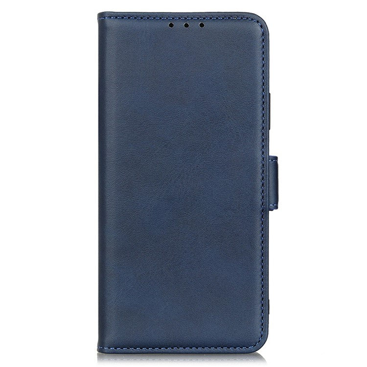 For Motorola Moto G15 4G / G05 4G Case Stand Cowhide Texture PU Leather Phone Cover - Blue
