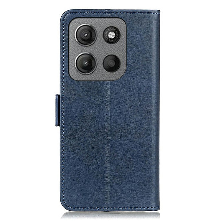 For Motorola Moto G15 4G / G05 4G Case Stand Cowhide Texture PU Leather Phone Cover - Blue