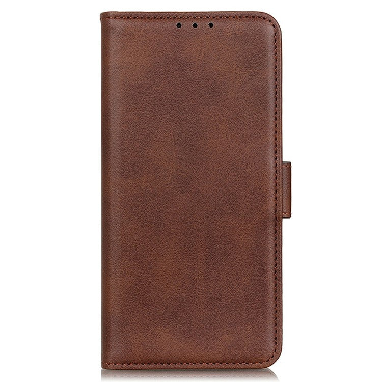 For Motorola Moto G15 4G / G05 4G Case Stand Cowhide Texture PU Leather Phone Cover - Brown