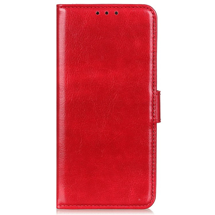For Motorola Moto G15 4G / G05 4G Case Crazy Horse Texture PU Leather Phone Stand Cover - Red