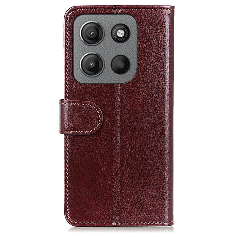 For Motorola Moto G15 4G / G05 4G Case Crazy Horse Texture PU Leather Phone Stand Cover - Brown