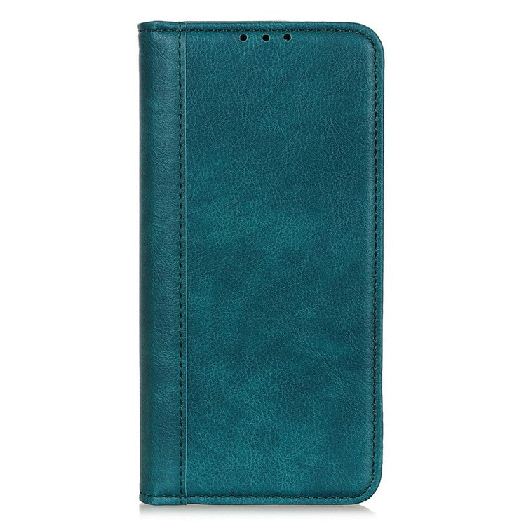 For Motorola Moto G15 4G / G05 4G Stand Case Split Leather Litchi Texture Wallet Phone Cover - Green