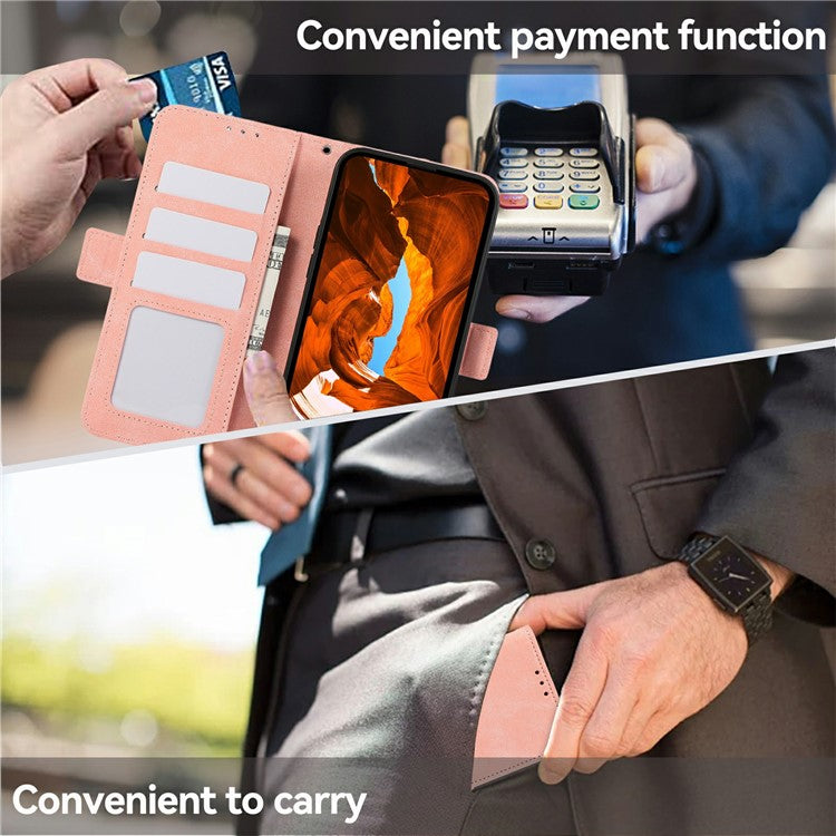 ABEEL For Motorola Moto G15 4G  /  G05 4G Case PU Leather Folio Stand View RFID Blocking Phone Cover - Pink